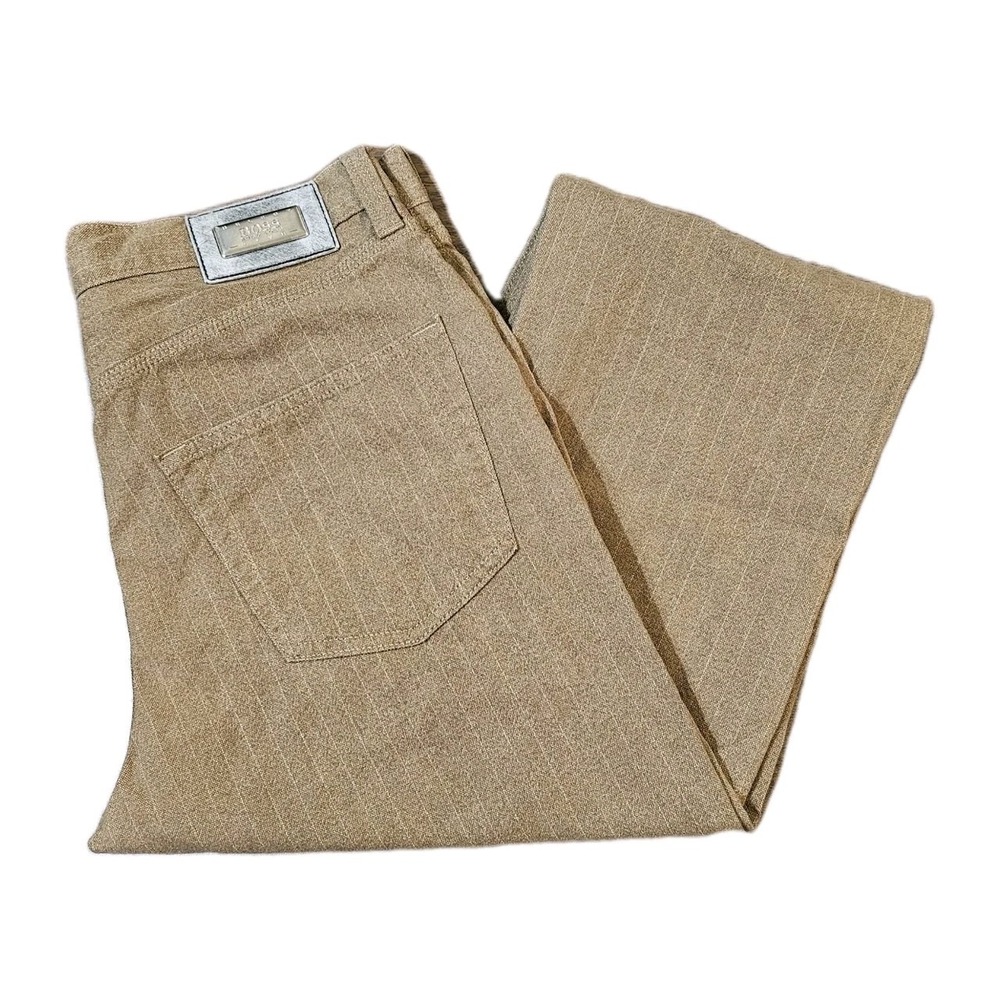 Hugo Boss Alabama Stripe Cotton Brown Beige Mens W34 L32 Excellent